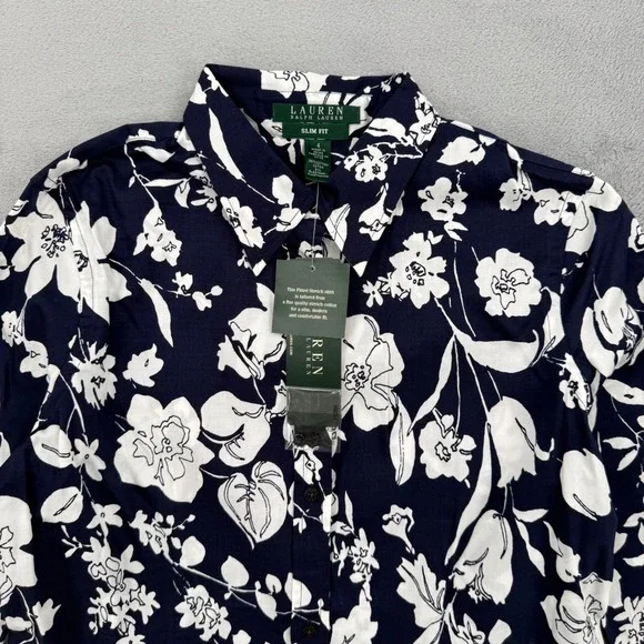 Lauren Ralph Lauren Slim Fit Floral Stretch Cotton Button Down Shirt Women's 4 - Picture 3 of 13